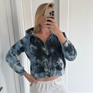 Exist Cropped Blue Tie-Dye Hoodie Size S Oversized Cropped Hoodie Tiedye